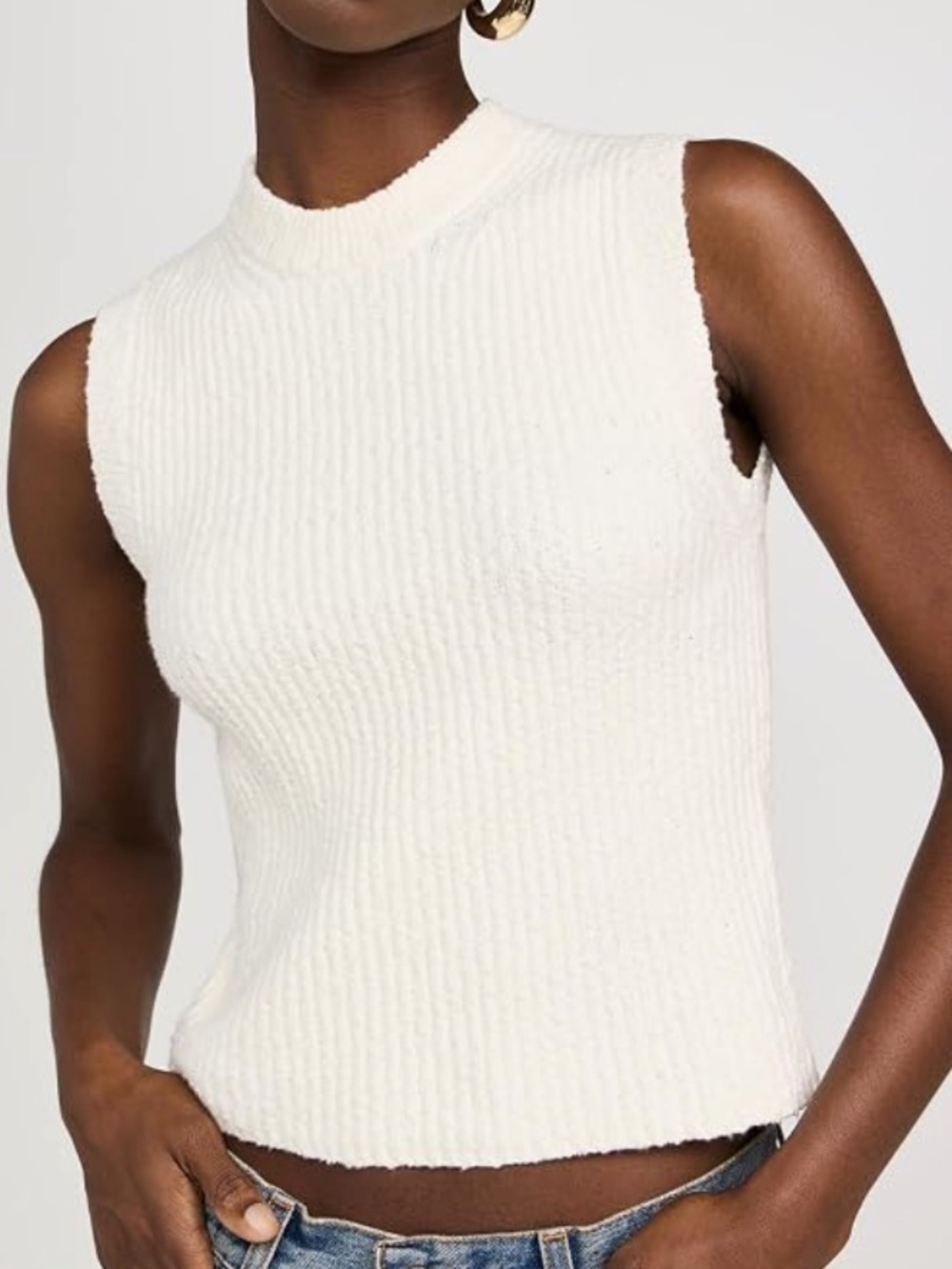Madewell Womens Seneca Cotton Boucle Knit Tank Sleeveless Sweater Neutral Small